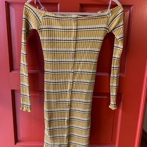 Yellow Striped Bodycon Dress